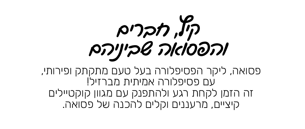 קיץ, חברים והפסואה שביניהם. ליקר פסיפלורה בעל טעם מתקתק ופירותי, עם פסיפלורה מברזיל! זה הזמן לקחת רגע ולהתפנק על מגוון קוקטיילים קימיים, מרעננים וקלים להכנה של פסואה.